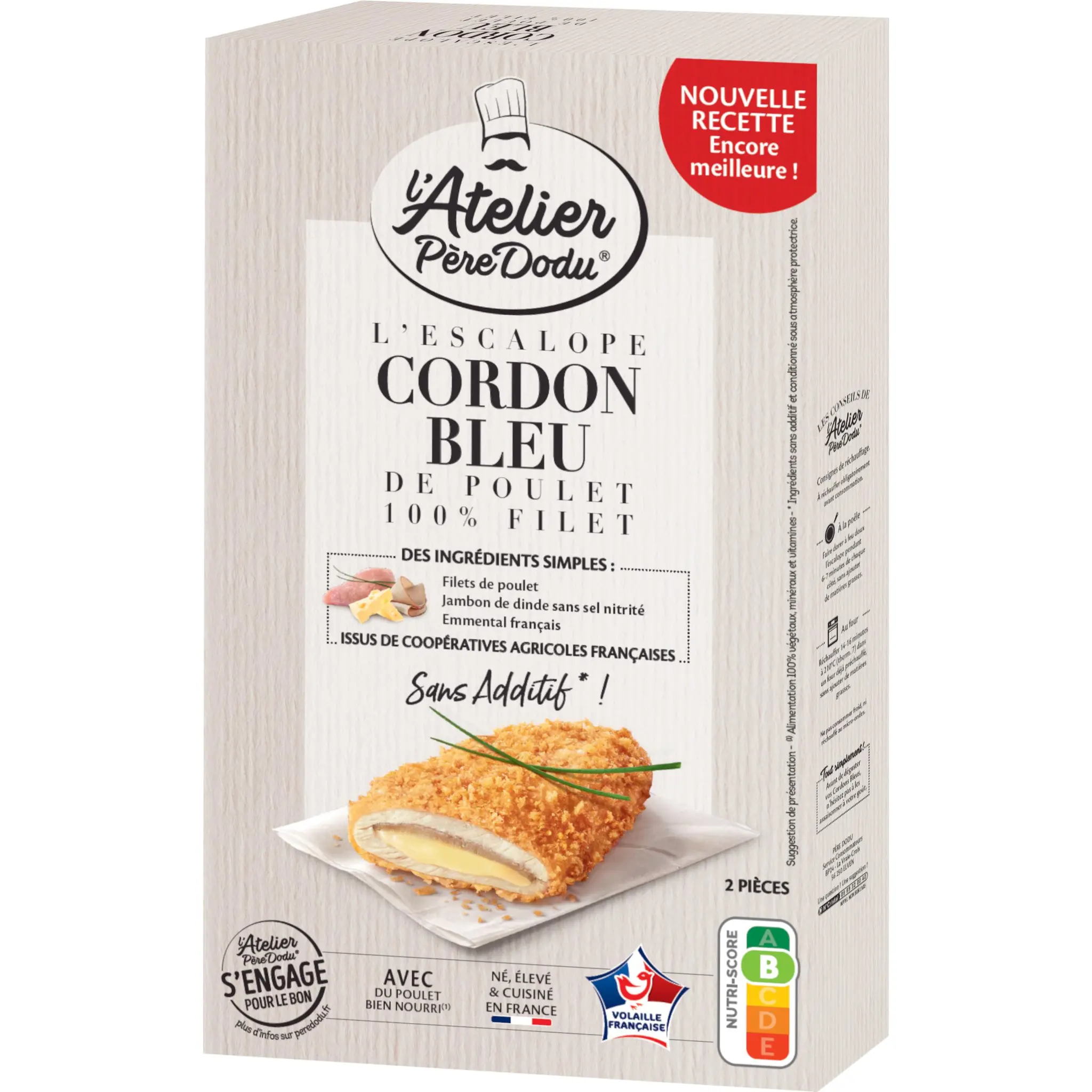 Boîte d'escalopes cordons bleus de poulet L'Atelier Père Dodu